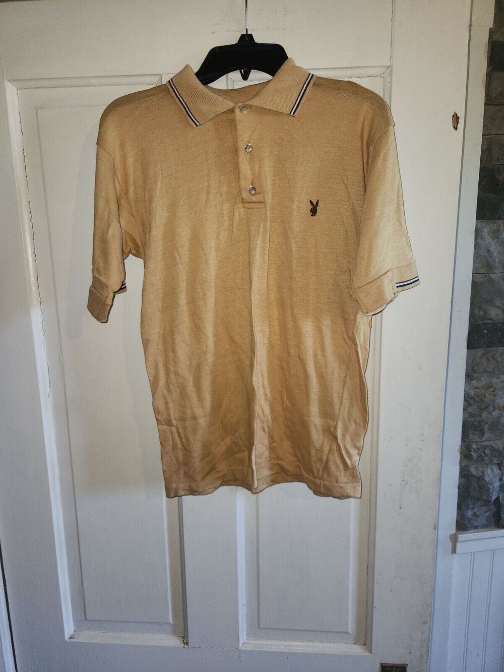 PLAYBOY 50/50 Polo Shirt M Retro Classic Tee Artex USA Bunny RARE VTG 70s 80s